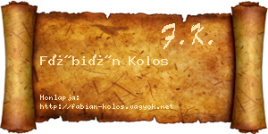 Fábián Kolos névjegykártya