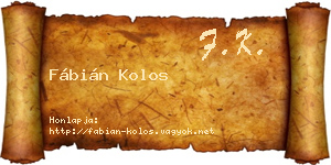 Fábián Kolos névjegykártya